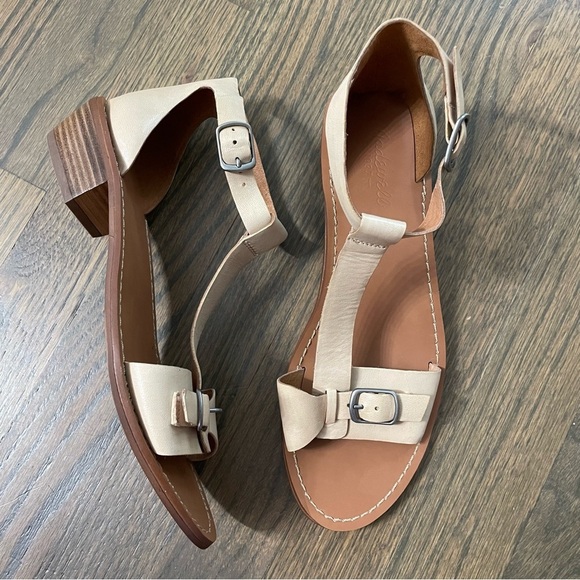 Madewell Loren Camel Tan T Strap Sandals Size 7 - Picture 3 of 14